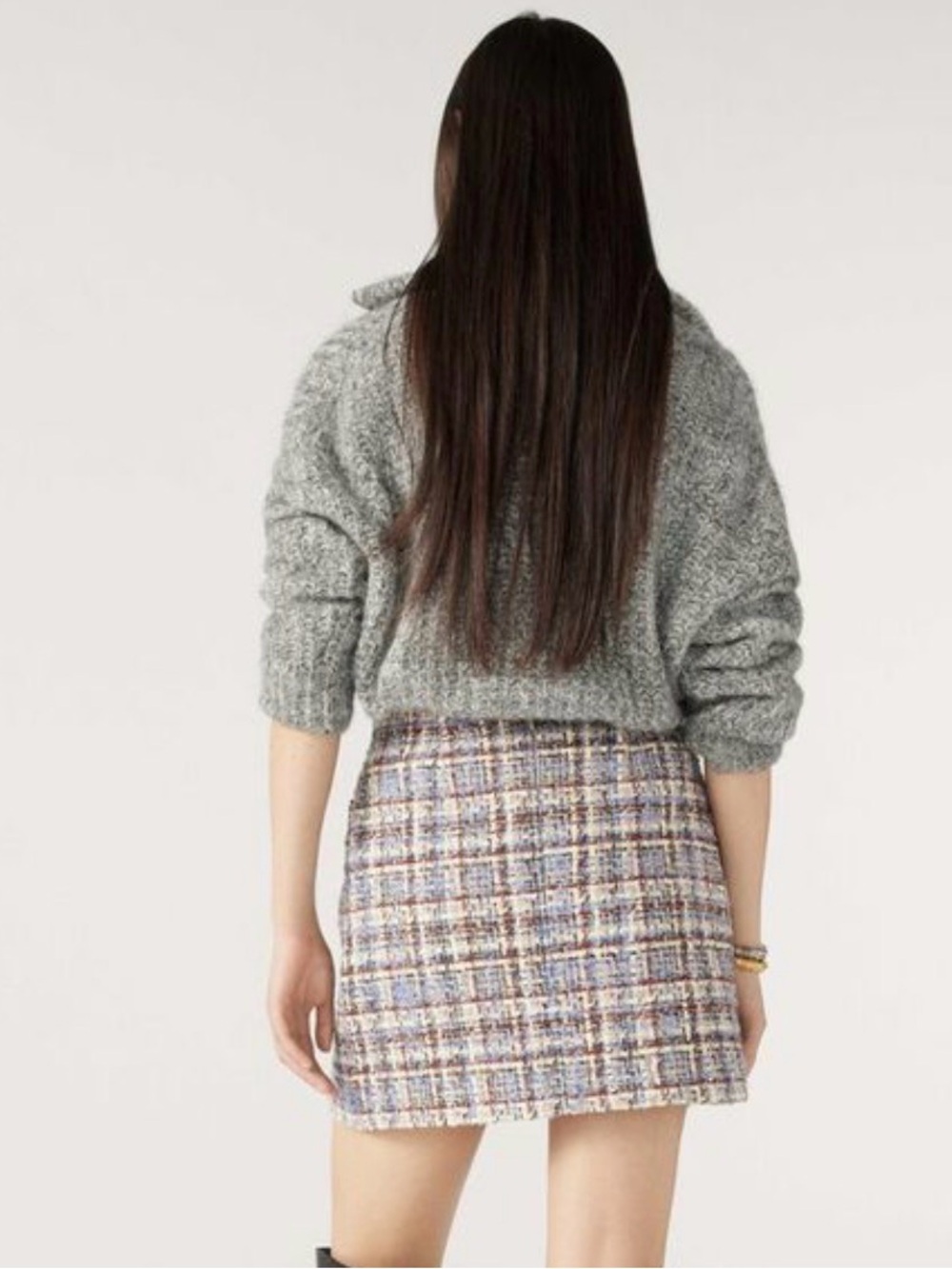 Ba&sh Texas Tweed Mini Skirt in a multicolor 40 woven design 1960s retro - Picture 2 of 14